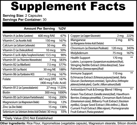 Energy 360 supplement facts label Dr Rosario wellness
