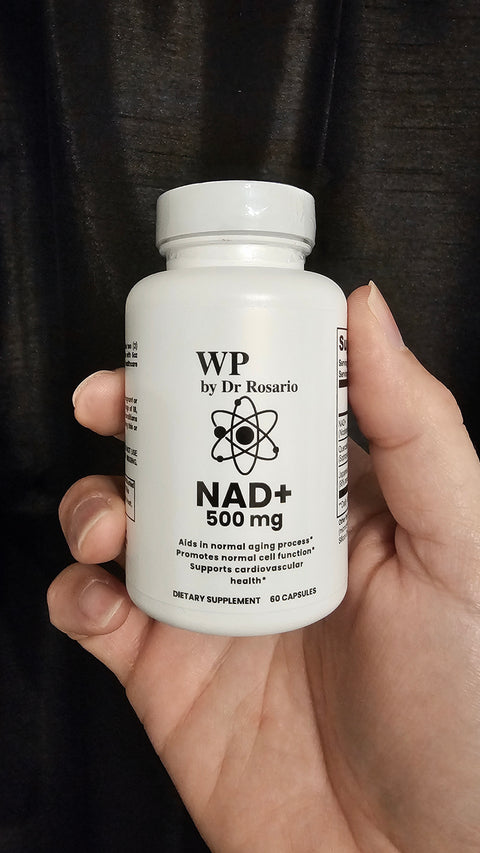 NAD+ 500mg supplement bottle with Quercetin Resveratrol
